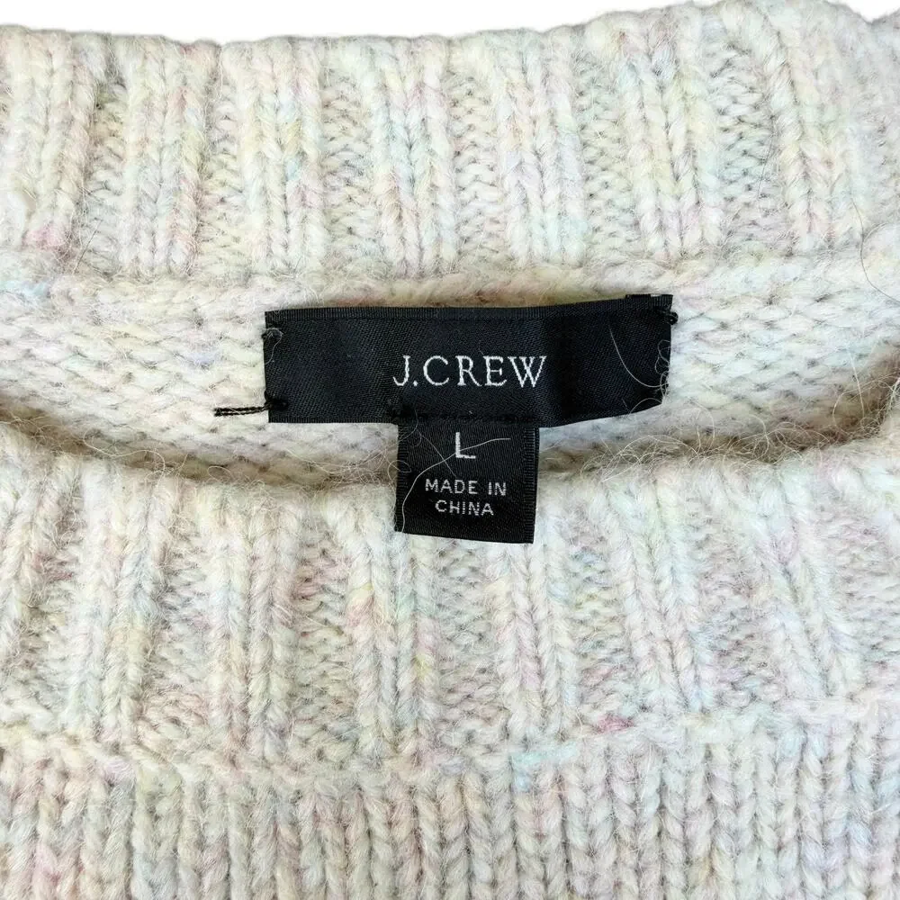 J.Crew Alpaca Merino Wool Blend Pastel Knit Sweater Large AR942